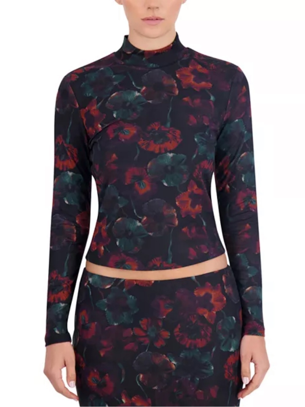 Point Mesh Mock Neck Top